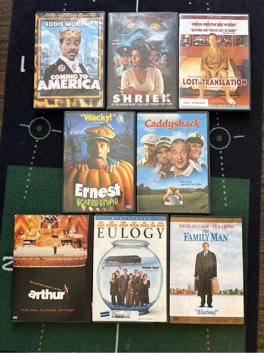 Comedy DVDs Lot of 8 Ernest Scared Stupid Caddy Shack Coming to America